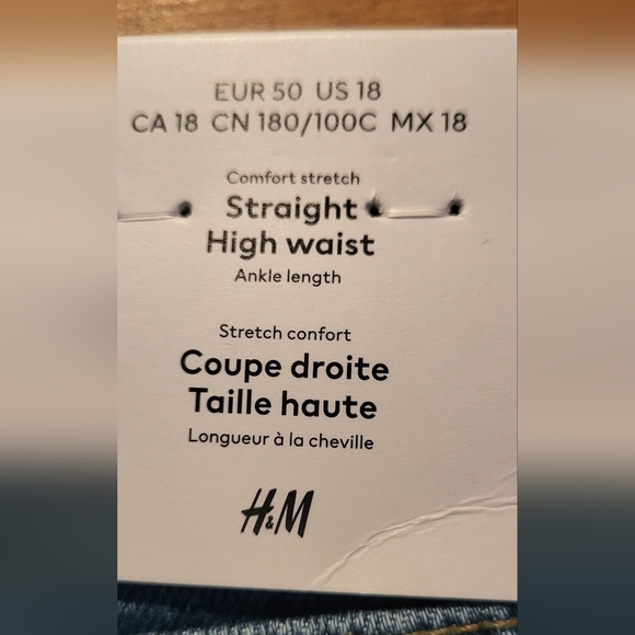 H&M Blue Relaxed Straight-Leg Stretch Ankle Jeans - Picture 4 of 10